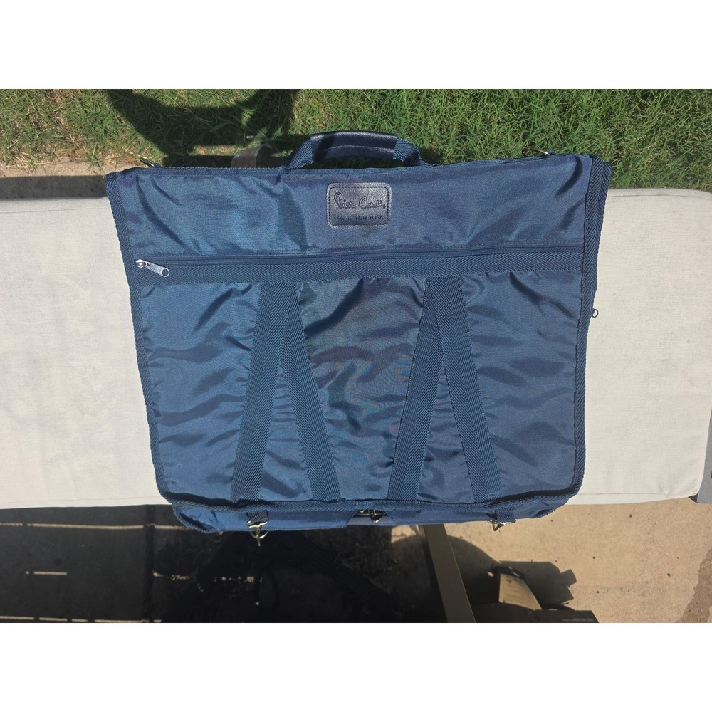 Pierre Cardin Navy Blue Foldable Garment Bag Travel Suit Carrier Gold Hardware